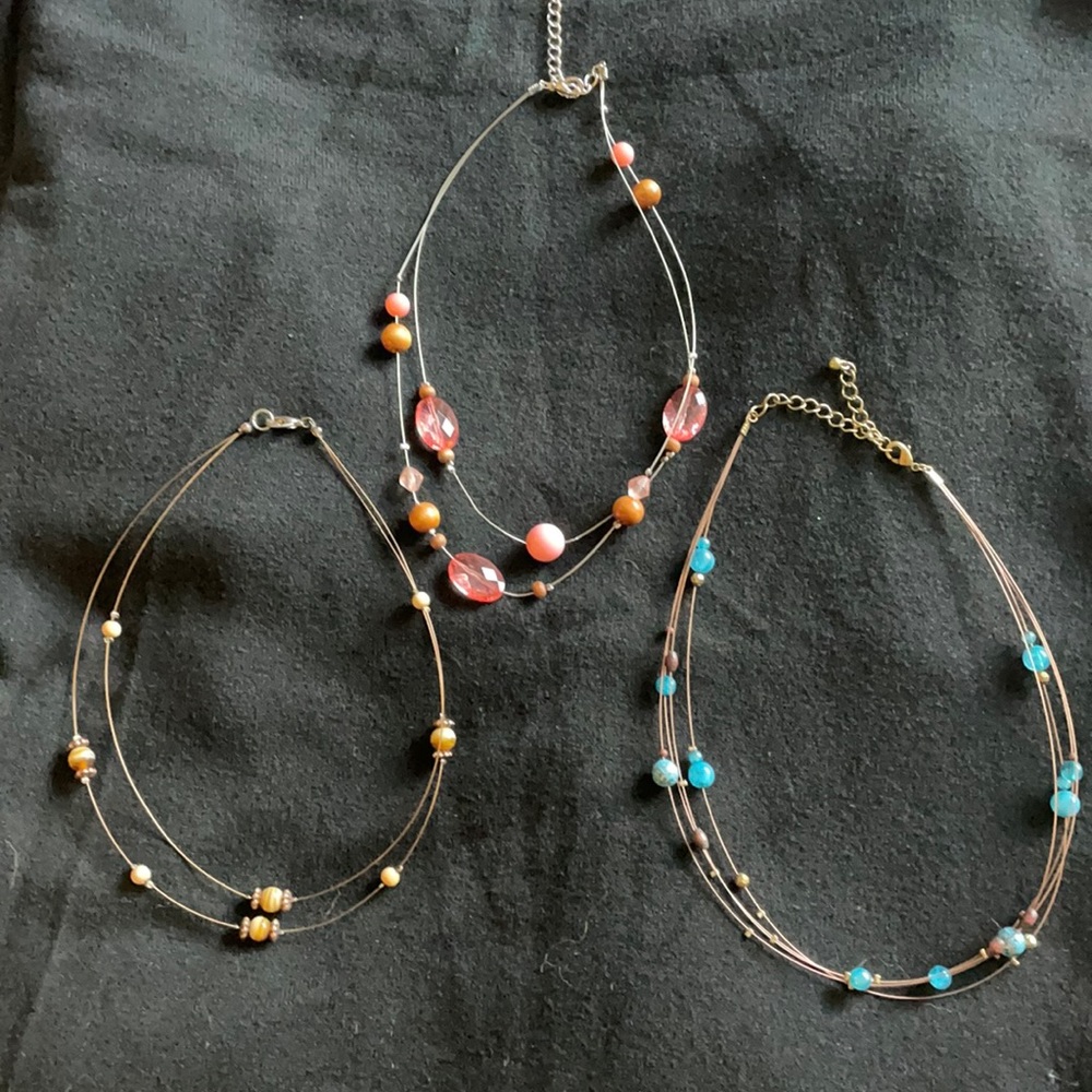 3 wire beaded necklaces